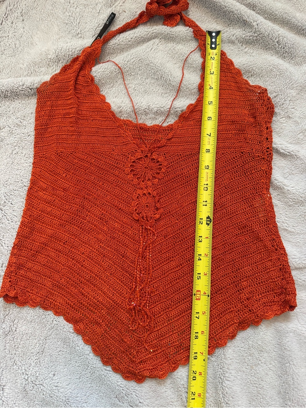 bebe Rust Orange Crochet Halter Tank Top - Picture 6 of 10